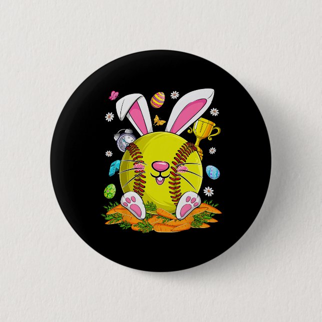 Funny Softll And Bunny Face Eggs Happy Easter Day  2 Inch Round Button (Front)