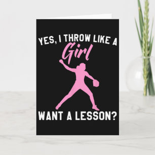 Funny Softll Art For Girls Women Softll Player Sof Card