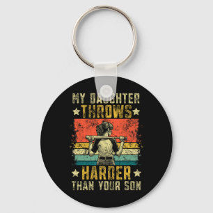 Funny Softll Dad My Daughter Throws Harder Softll Keychain