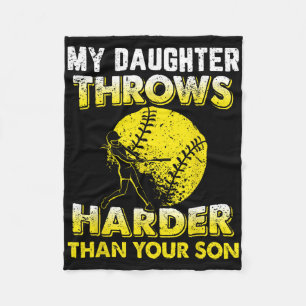 Funny Softll Dad Shirts My Daughter Throws Harder Fleece Blanket