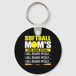 Funny Softll Mom Shirt Softll Mom's Pre Game Ritua Keychain