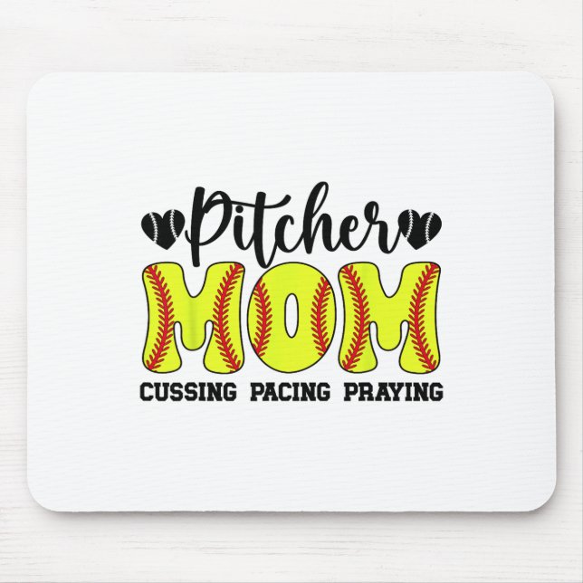 Funny Softll Pitcher Mom Of A Softll Pitcher Mama  Mouse Pad (Front)