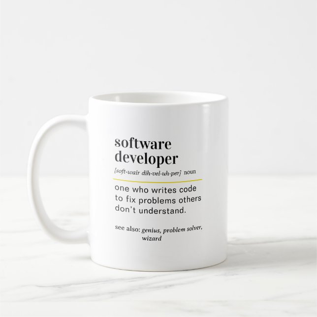 Funny Software Developer Definition Gift Coffee Mug (Left)