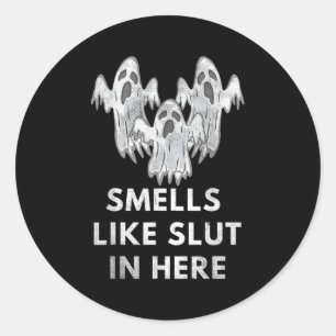 Funny Soky Halloween Offensive Adult Humour Ghost  Classic Round Sticker