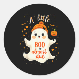 Funny Soky Pregnancy A Little Boo Is Almost Due Ha Classic Round Sticker