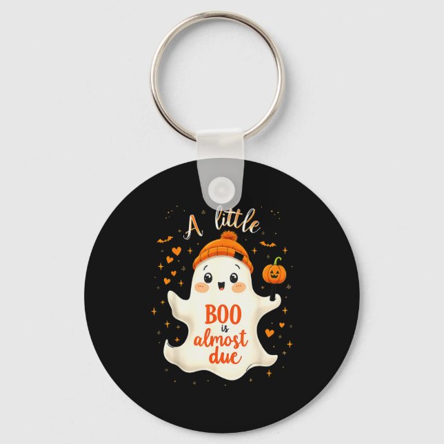 Funny Soky Pregnancy A Little Boo Is Almost Due Ha Keychain (Front)