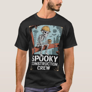 Funny Soky Skeleton Workers Halloween Construction T-Shirt
