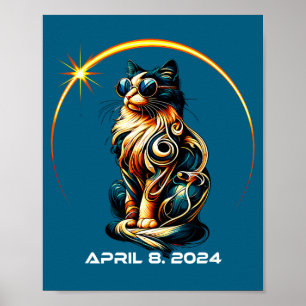 Funny Solar Eclipse Cat Solar Eclipse Poster