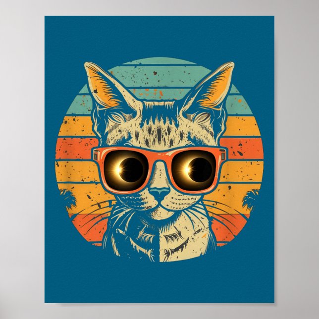 Funny Solar Eclipse Cat Sunglasses Poster (Front)