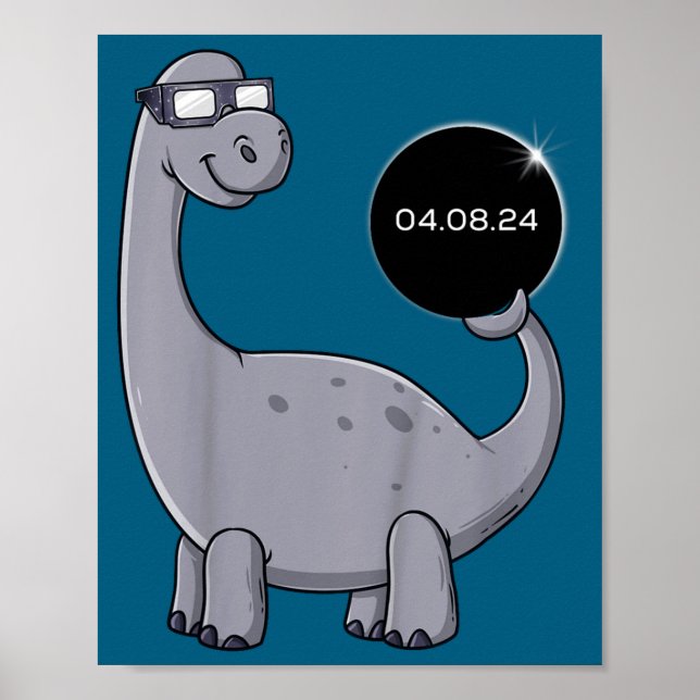 Funny Solar Eclipse Dino 04 08 Poster (Front)