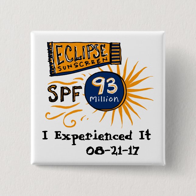 Funny Solar Eclipse Sunscreen 2 Inch Square Button (Front)
