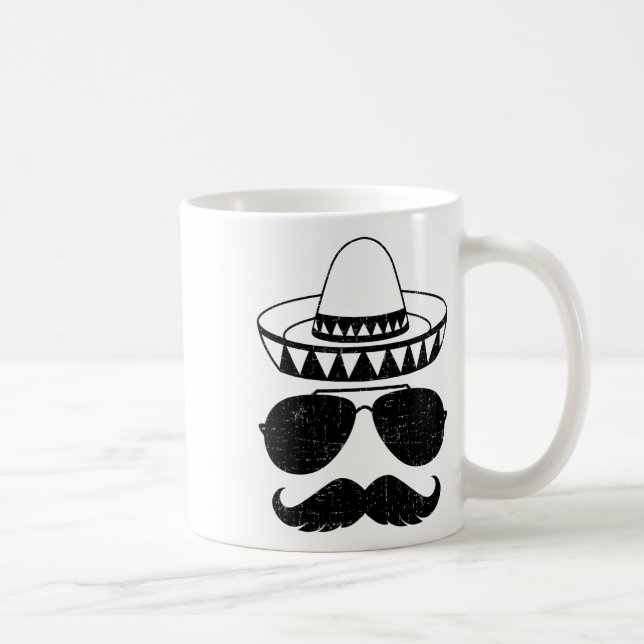 Funny Sombrero Face With Moustache For Mexican Cin Coffee Mug (Right)