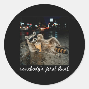 Funny Somebodys Fvibesl Aunt Raccoon Coffee Classic Round Sticker