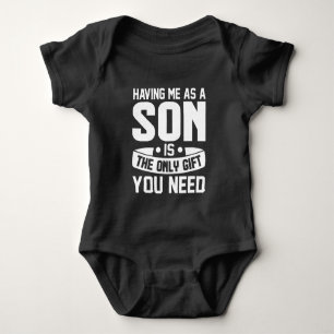 Funny son gift word art baby bodysuit