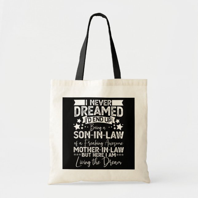Funny Son in Law Birthday Gift Ideas Awesome Tote Bag (Front)