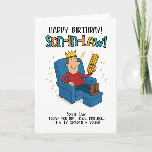Funny Son-in-Law Card – King of the Remote (Front)