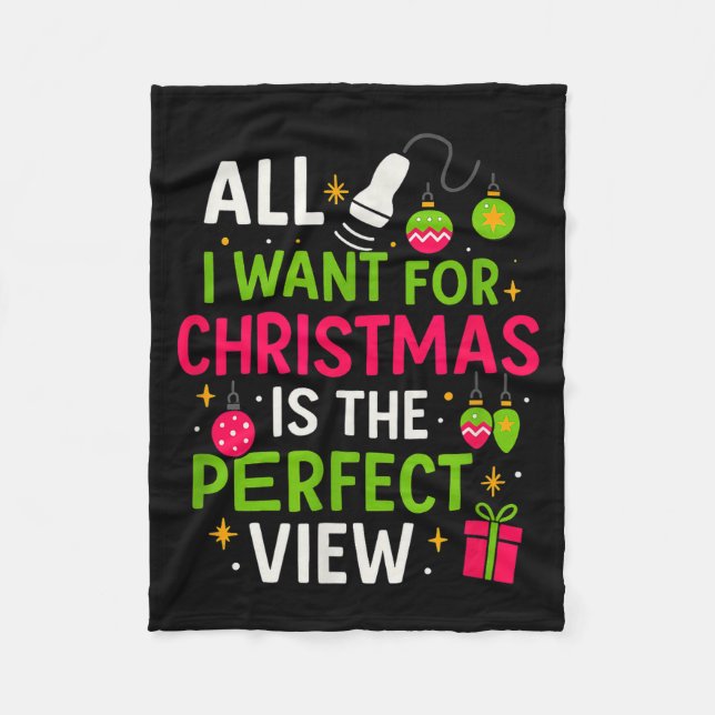 Funny Sonographer Christmas - Holiday Ultrasound T Fleece Blanket