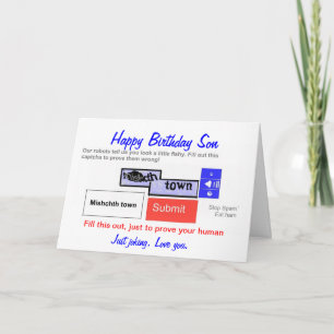 Funny Sons Birthday card. Are you a robot? Card