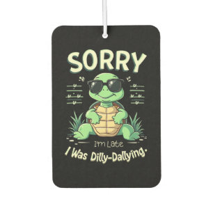 Funny Sorry I’m Late Turtle with Retro Aesthetic Air Freshener