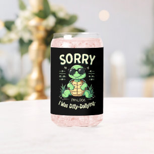 Funny Sorry I’m Late Turtle with Retro Aesthetic Can Glass