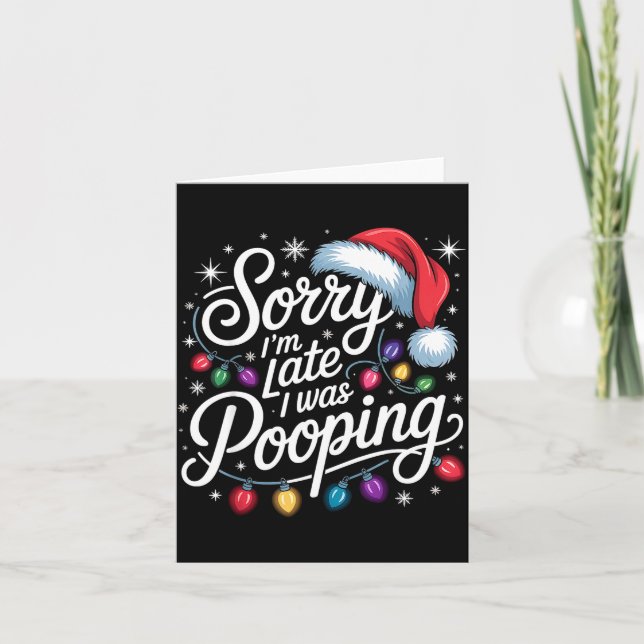 Funny Sorry I'm Late I Was Ong Xmas Lights Red San Card (Front)