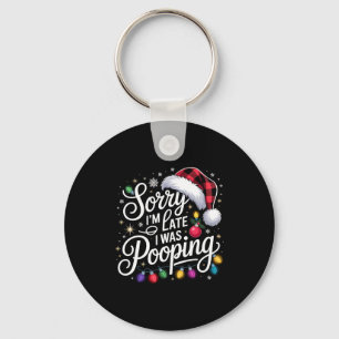 Funny Sorry I'm Late I Was Ong Xmas Lights Red San Keychain