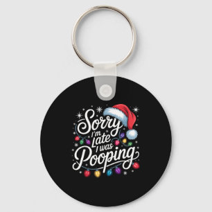 Funny Sorry I'm Late I Was Ong Xmas Lights Red San Keychain