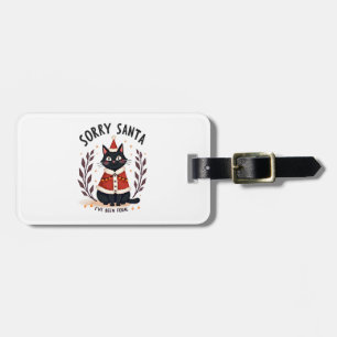 Funny Sorry Santa I've Been Feral Black Cat Christ Luggage Tag