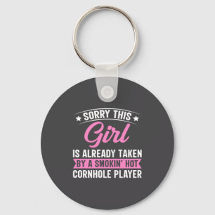 Funny Sorry This Girl Is Taken By Hot Cornhole Pla Keychain
