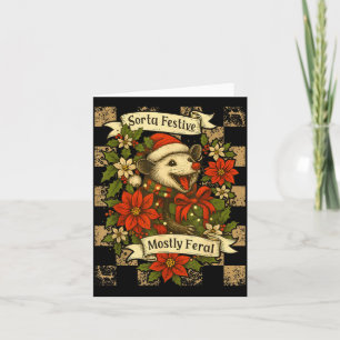 Funny Sorta Festive Mostly Feral Ssum Christmas Os Card