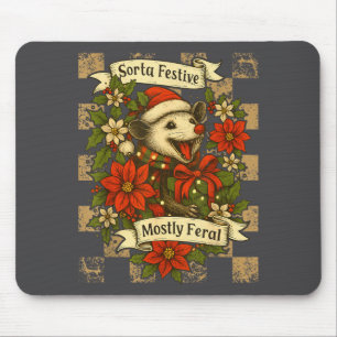 Funny Sorta Festive Mostly Feral Ssum Christmas Os Mouse Pad