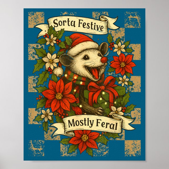 Funny Sorta Festive Mostly Feral Ssum Christmas Os Poster (Front)