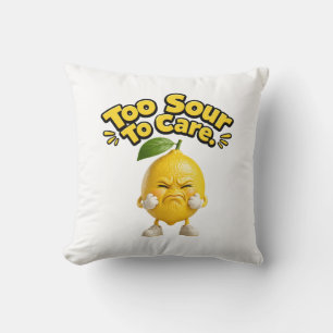 Funny Sour Lemon Throw Pillow   Cute Angry Lemon C