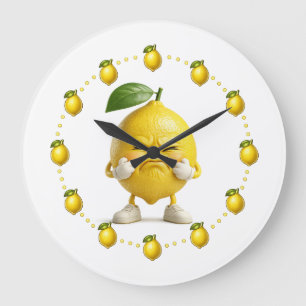 Funny Sour Lemon Wall Clock   Cute Angry Lemon Kit