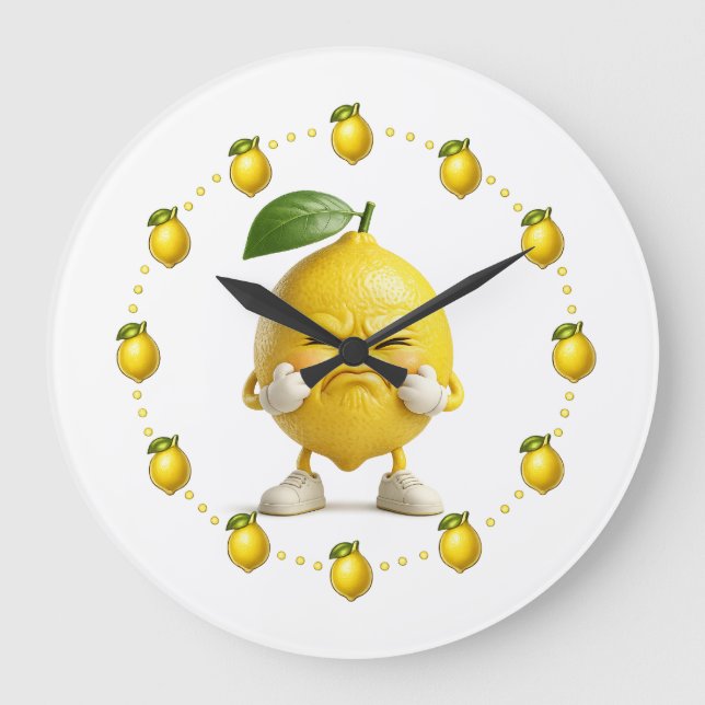 Funny Sour Lemon Wall Clock | Cute Angry Lemon Kit (Front)
