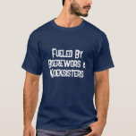Funny South African Fuelled By Boerewors Men’s T-Shirt<br><div class="desc">Funny South African text design featuring favourite foods Boerewors and koeksisters for dessert! South Africans might not always have electricity but they do always have a sense of humour.</div>