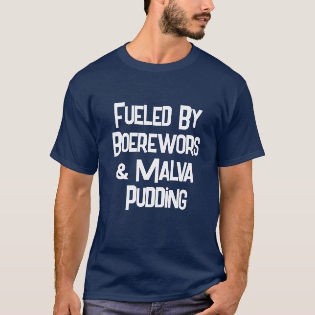 Funny South African Fuelled By Boerwors Men’s T-Shirt (Front)
