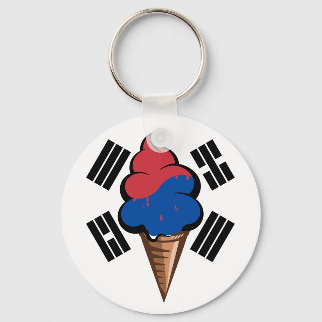Funny South Korea ice cream flag Keychain (Front)