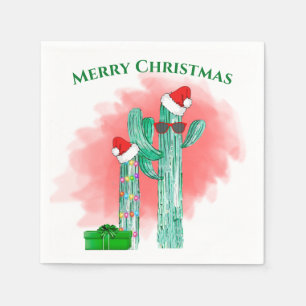 Funny Southwest Cactus Sunglasses Christmas Napkin
