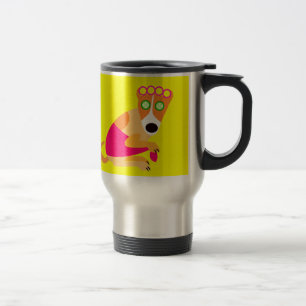 Funny Spa Dog in Curlers Travel Mug