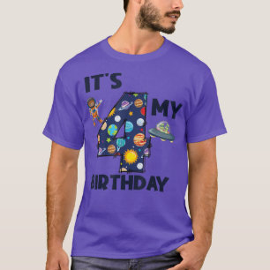 Funny Space 4th Birthday Astronaut 4 Year Old Birt T-Shirt