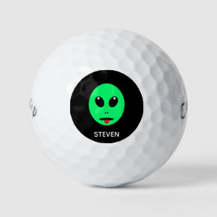 Funny Space Alien Green Black Personalized Golf Balls