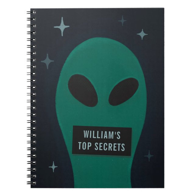 Funny space alien. Humour joke cartoon ufo. Secret Notebook (Front)