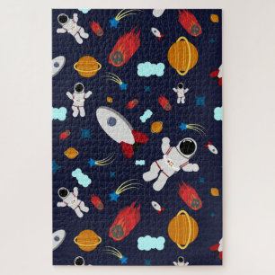 Funny Space And Cosmonauts  Jigsaw Puzzle