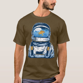 Funny Space Astronaut Aquarium Fish Design T-Shirt