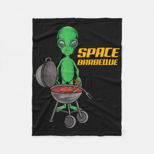 Funny Space Barbecue Alien Grill Chef Bbq _1 Fleece Blanket