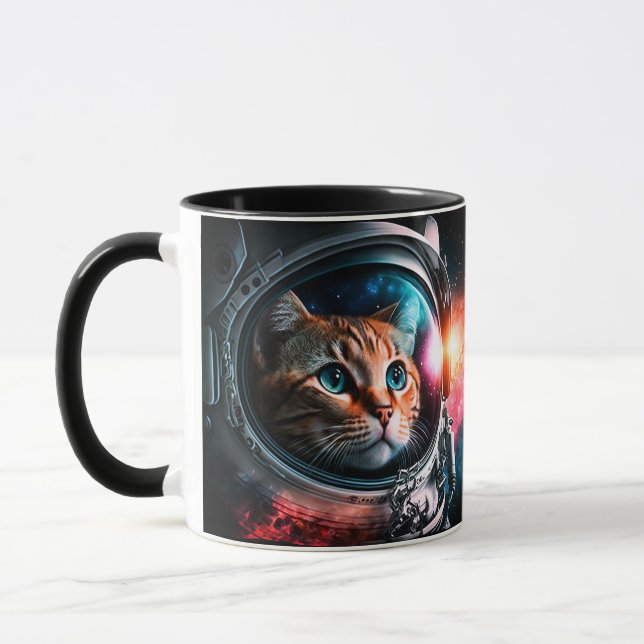 Funny Space Cat Astronaut Kitty Galaxy Universe Mug (Left)