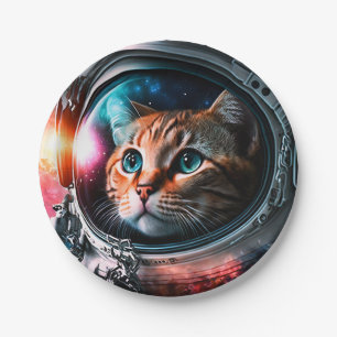 Funny Space Cat Astronaut Kitty Galaxy Universe Paper Plate
