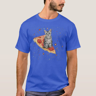 Funny Space Cat on Pizza  Galay Kitty Pizza Cat in T-Shirt