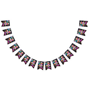 Funny space guinea pig bunting flags